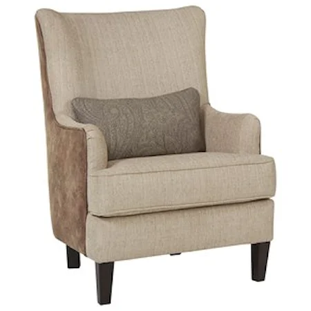 Modern Wing Back Accent Chair with Kidney Pillow